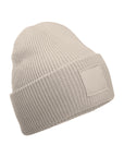 Deep-cuffed tonal patch beanie