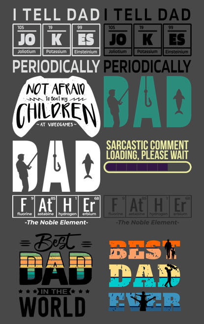 Best Seller Father's Day T-shirt Designs Premade DTF Gangsheet - DTF Bundle 3