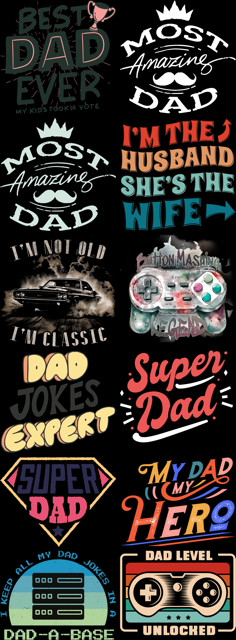 Best Seller Father's Day T-shirt Designs Premade DTF Gangsheet - DTF Bundle 2