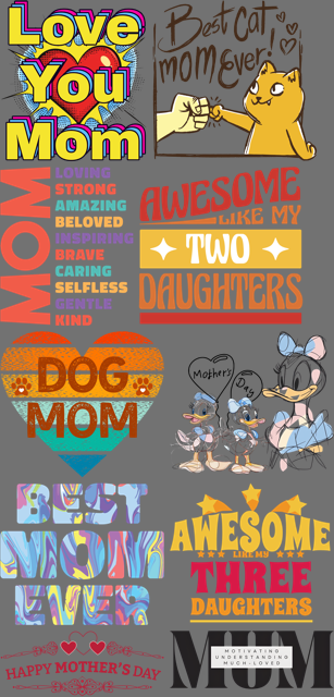 Best Seller Mothers's Day T-shirt Designs Premade DTF Gangsheet - DTF Bundle 2