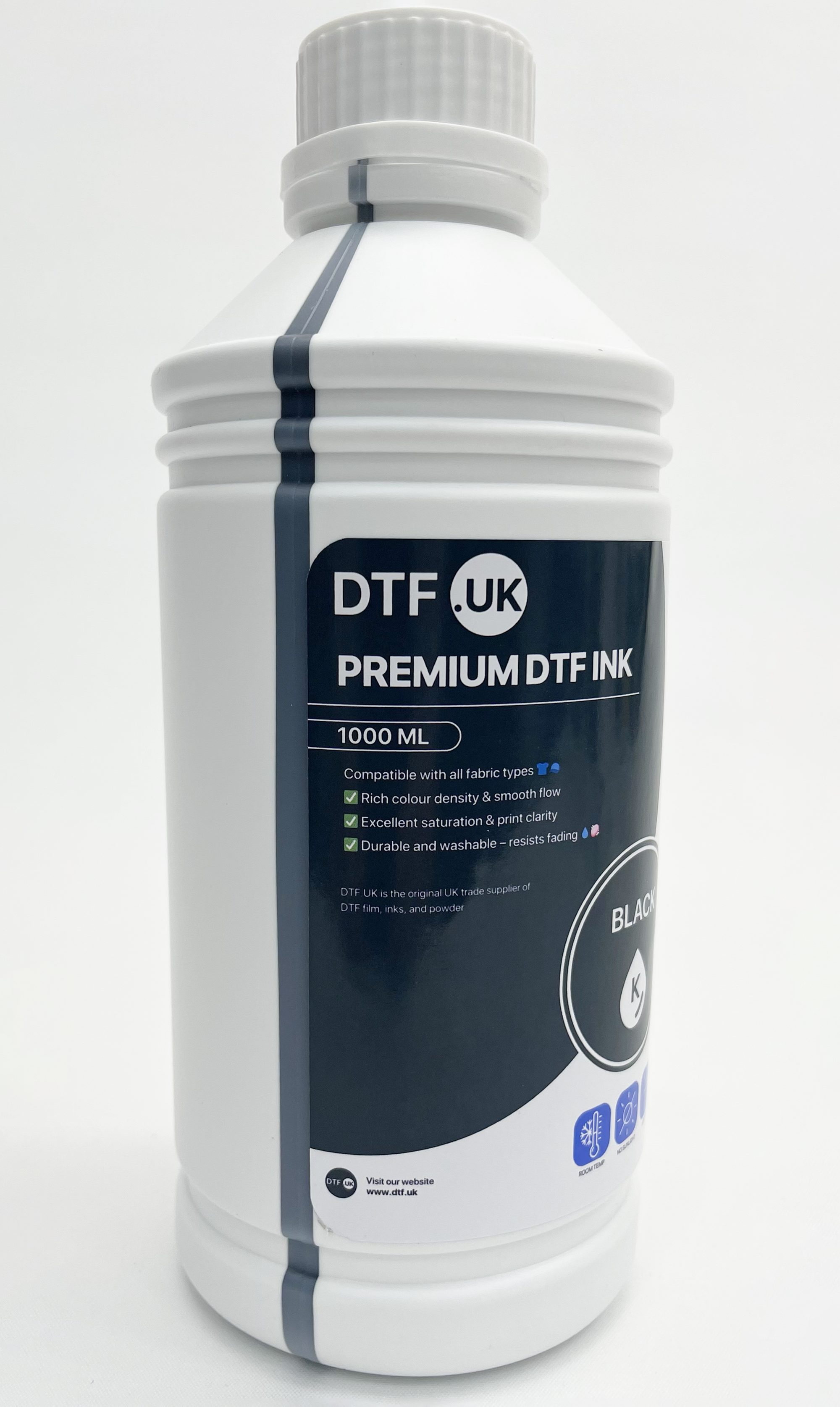 Premium DTF Black Ink – 1L Bottle for Deep, True Blacks