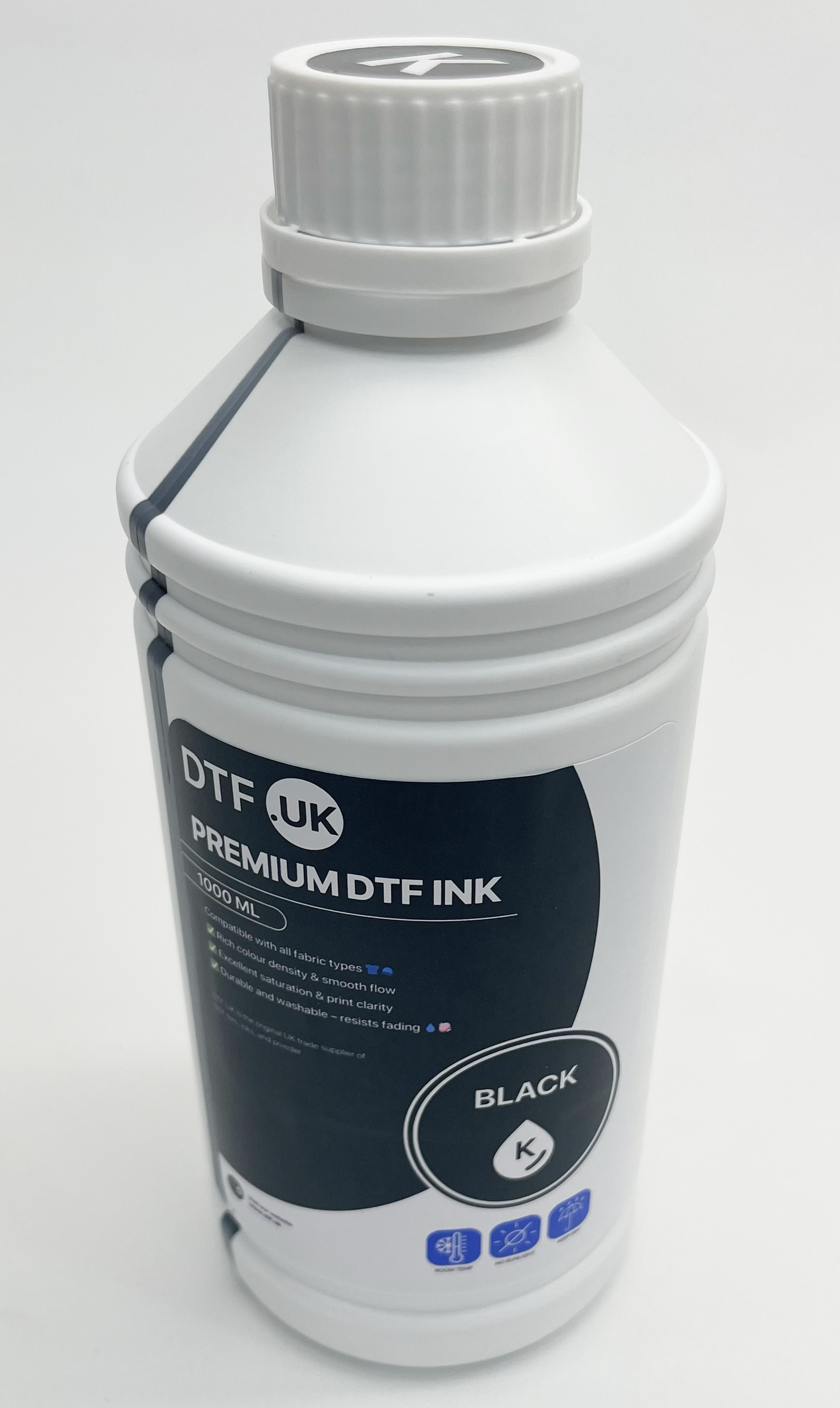 Premium DTF Black Ink – 1L Bottle for Deep, True Blacks