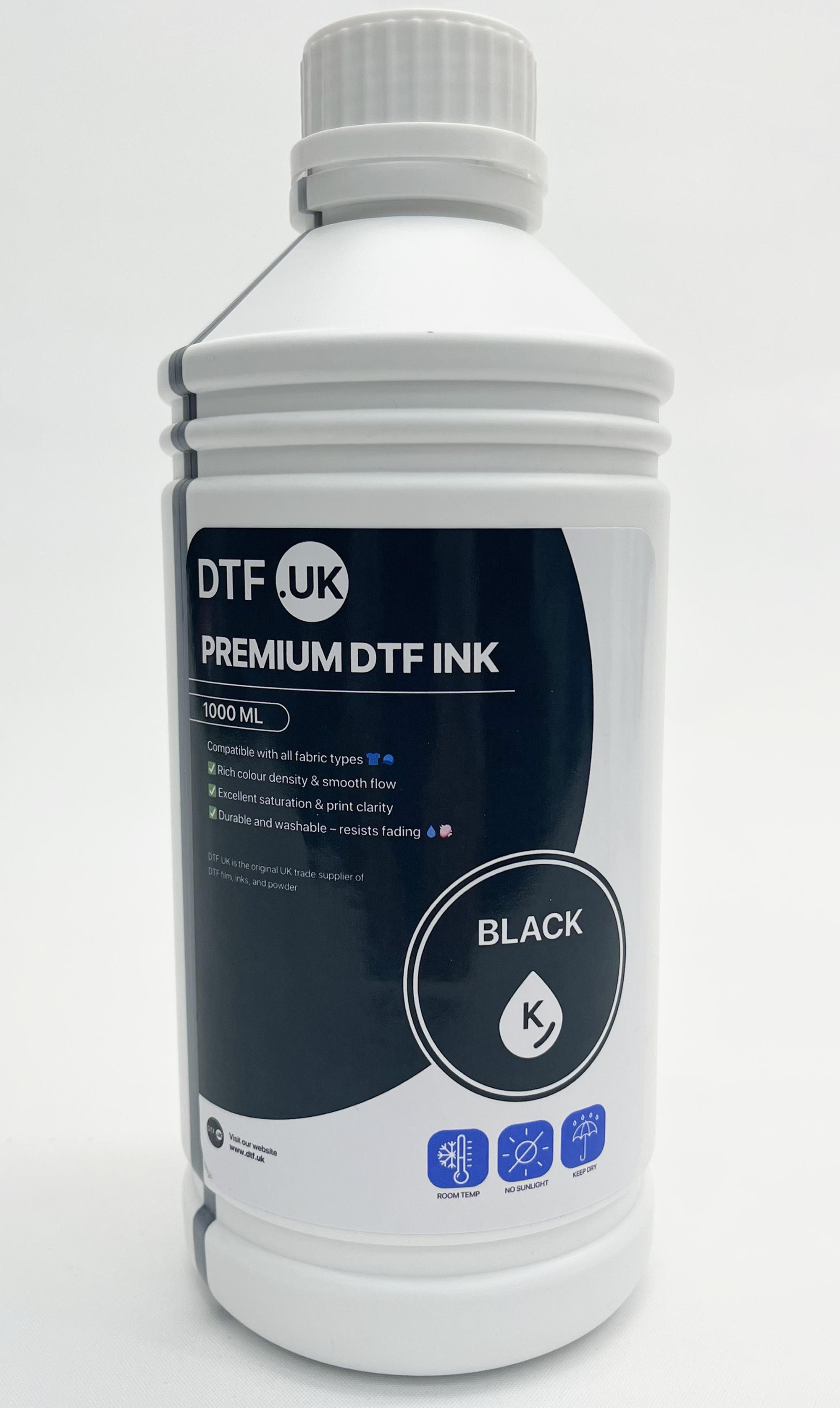 Premium DTF Black Ink – 1L Bottle for Deep, True Blacks