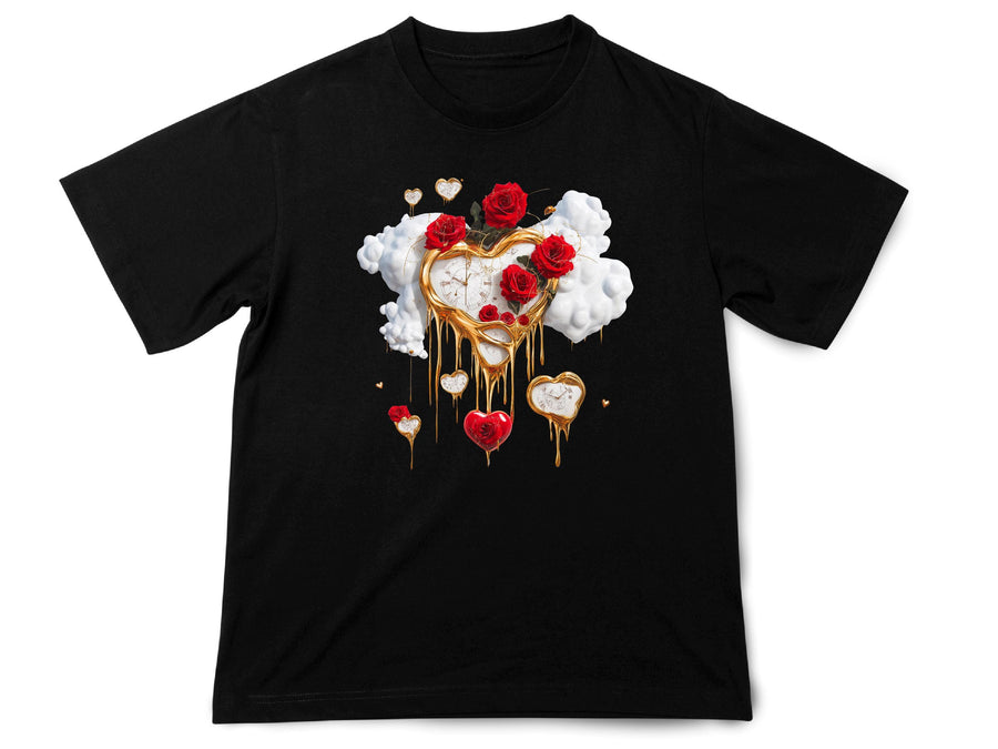 Dali-Inspired Heart T-Shirt – Melting Hearts and Roses Art
