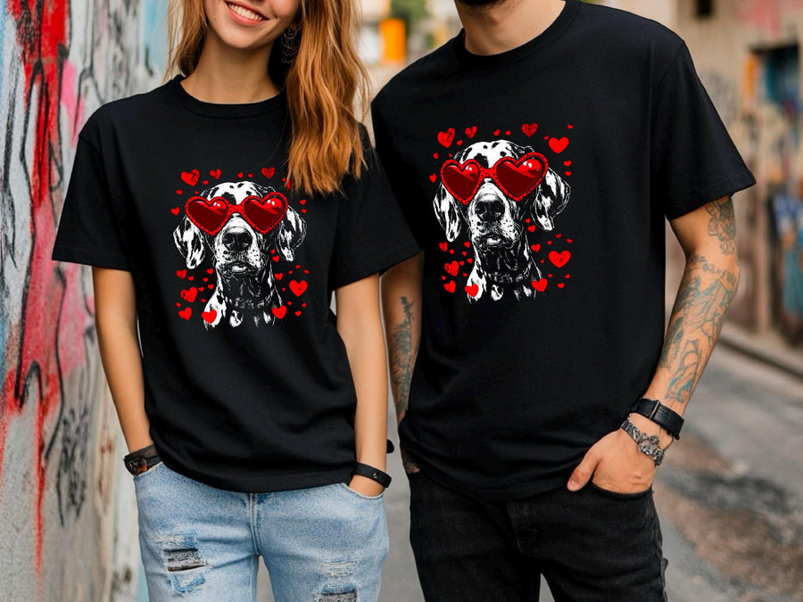 Valentines Dog T-Shirt – Funny Dog Lover Gift with Heart Sunglasses