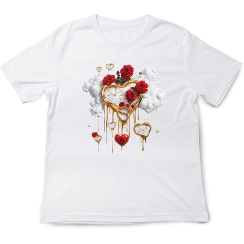 Dali-Inspired Heart T-Shirt – Melting Hearts and Roses Art
