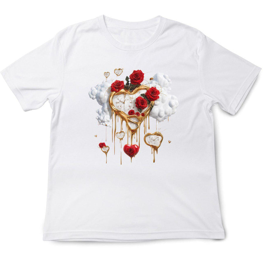 Dali-Inspired Heart T-Shirt – Melting Hearts and Roses Art
