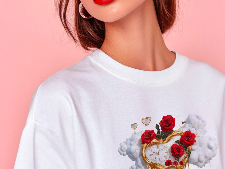 Dali-Inspired Heart T-Shirt – Melting Hearts and Roses Art