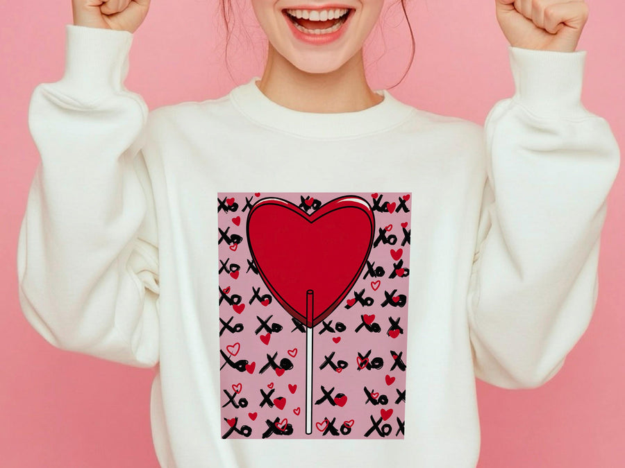 Lollipop Sweatshirt - Colorful Candy Heart, Cute Gift