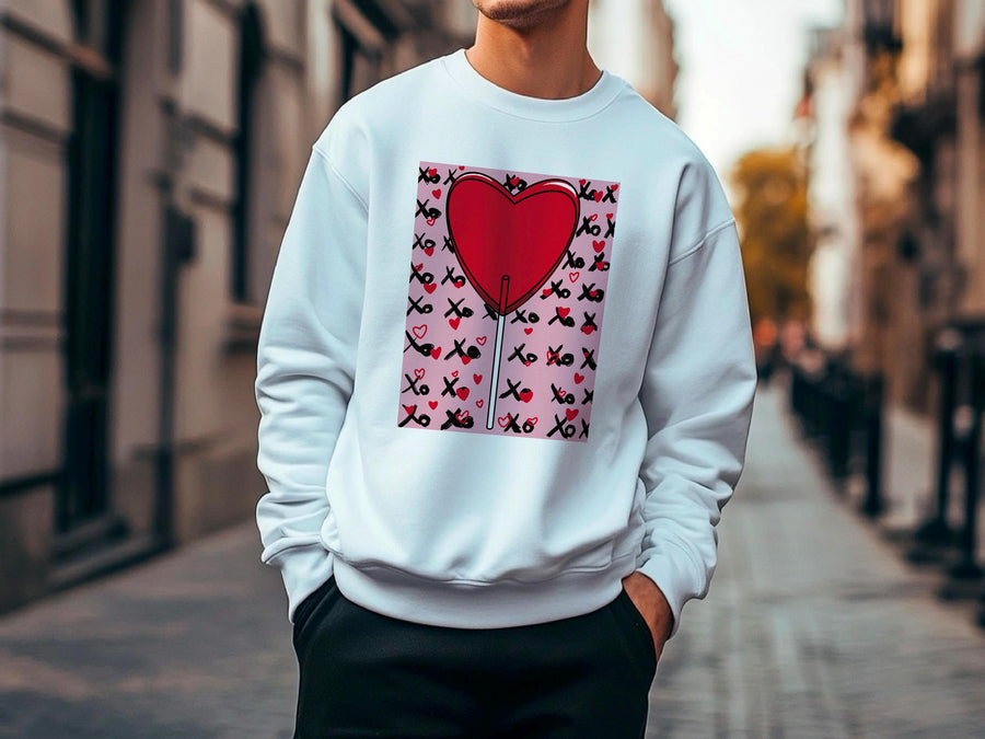 Lollipop Sweatshirt - Colorful Candy Heart, Cute Gift