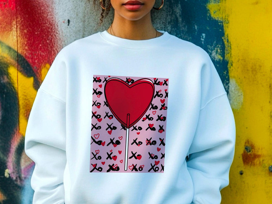 Lollipop Sweatshirt - Colorful Candy Heart, Cute Gift