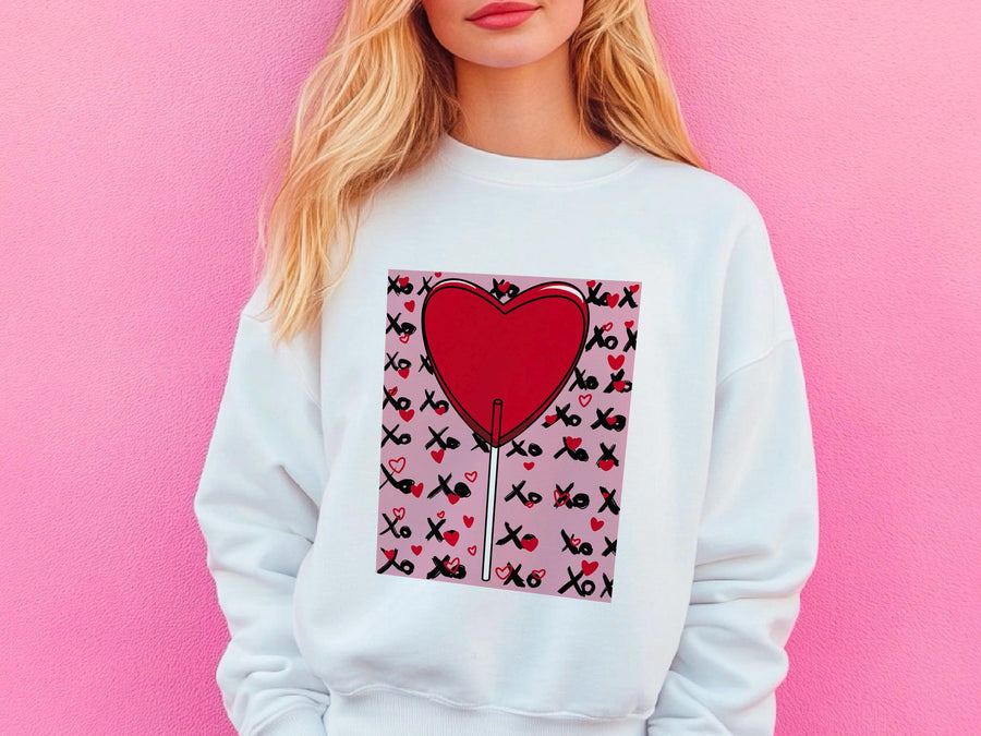 Lollipop Sweatshirt - Colorful Candy Heart, Cute Gift