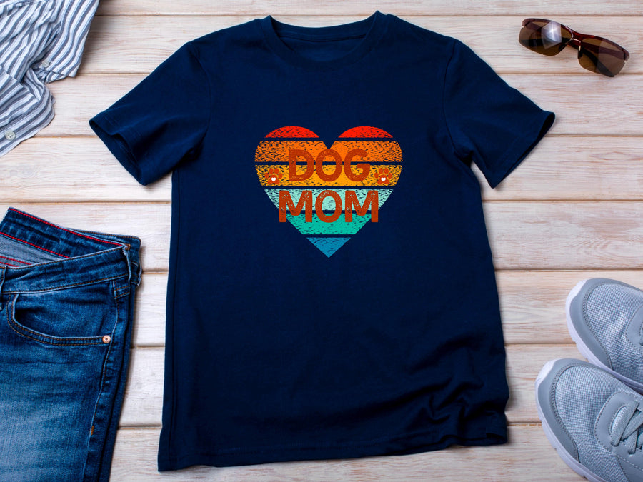 Retro Dog Mom T-Shirt, Vintage Heart Design