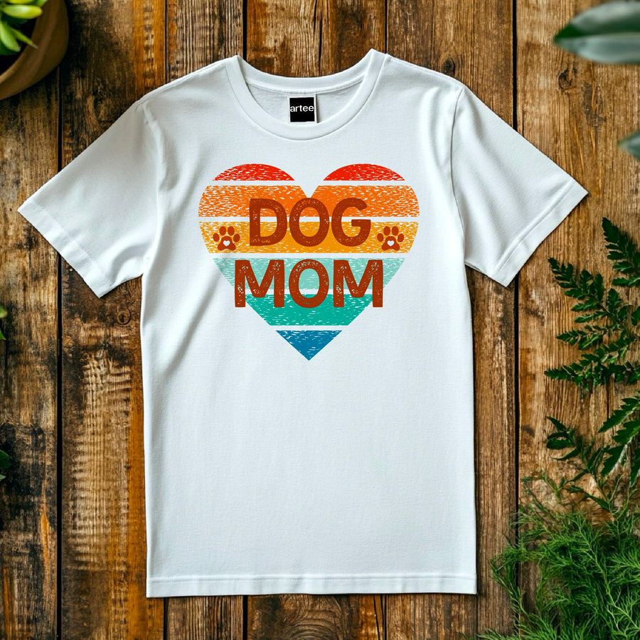 Retro Dog Mom T-Shirt, Vintage Heart Design