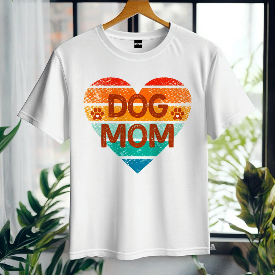 Retro Dog Mom T-Shirt, Vintage Heart Design