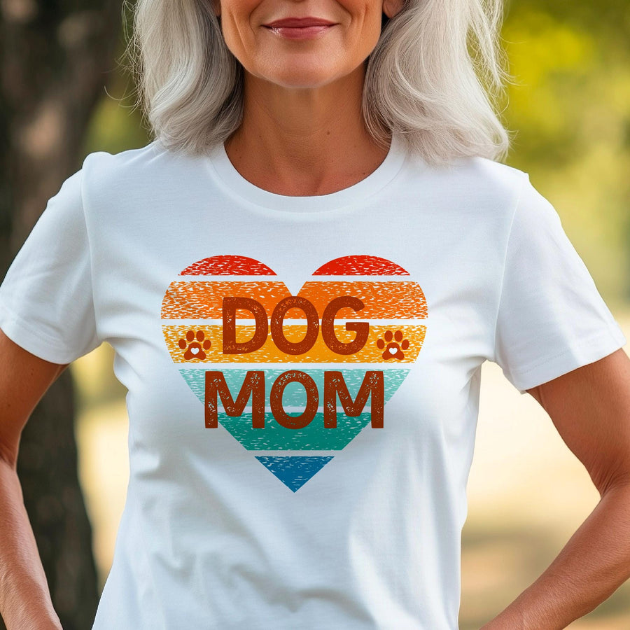 Retro Dog Mom T-Shirt, Vintage Heart Design