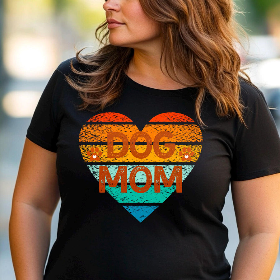 Retro Dog Mom T-Shirt, Vintage Heart Design
