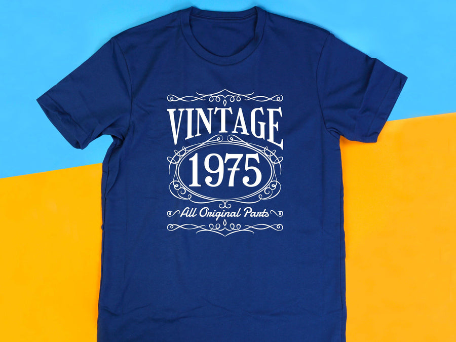 Vintage 1975 T-Shirt, 49th Birthday Gift, All Original Parts Tee