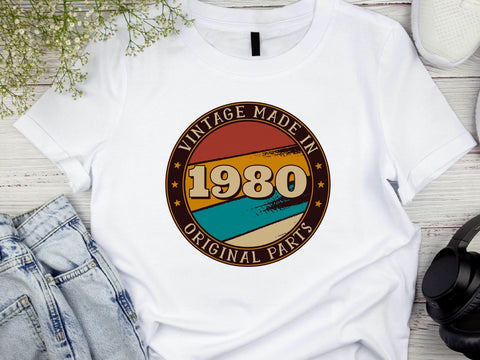 Vintage 1980 45th Birthday T-Shirt – Made with Original Parts