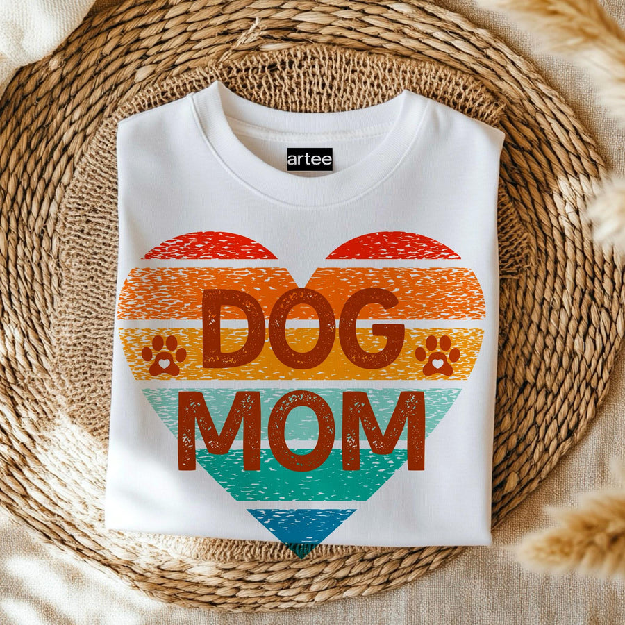 Retro Dog Mom T-Shirt, Vintage Heart Design