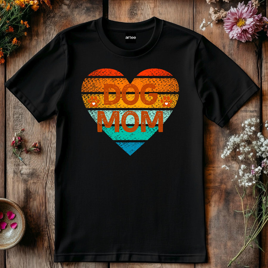 Retro Dog Mom T-Shirt, Vintage Heart Design