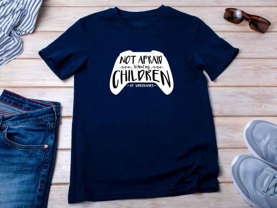 Funny Gamer Dad T-Shirt | Not Afraid to Beat My Kids at Video Games Shirt | Father’s Day Gift from Kids | Retro Gaming D