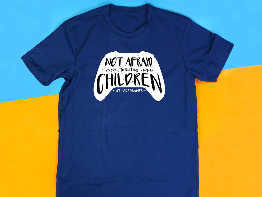 Funny Gamer Dad T-Shirt | Not Afraid to Beat My Kids at Video Games Shirt | Father’s Day Gift from Kids | Retro Gaming D