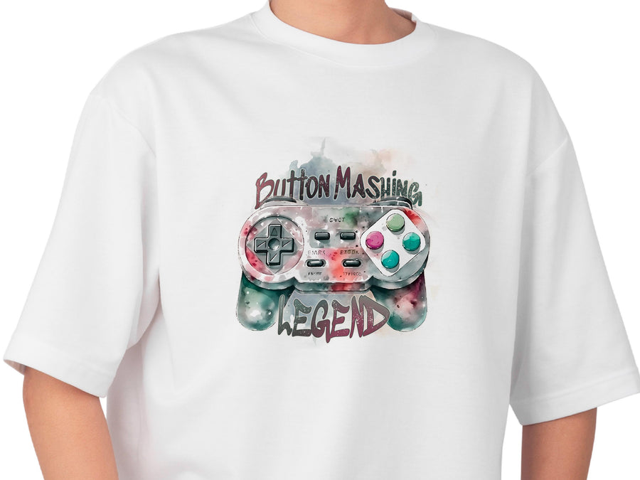 Button Mashing Legend T-Shirt | Funny Gamer Dad T-Shirt | Retro Gaming Joystick Shirt | Father’s Day Gift for Gamer | Vi