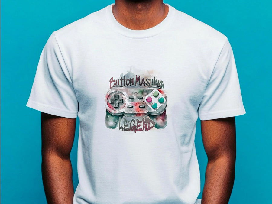 Button Mashing Legend T-Shirt | Funny Gamer Dad T-Shirt | Retro Gaming Joystick Shirt | Father’s Day Gift for Gamer | Vi