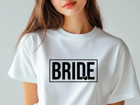 Bride Heart T-Shirt, Hen Do Bride Top, Minimal Bride Tee, Bridal Shower Gift