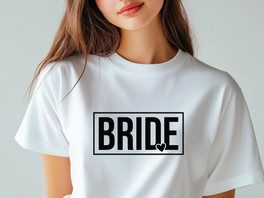 Bride Heart T-Shirt, Hen Do Bride Top, Minimal Bride Tee, Bridal Shower Gift