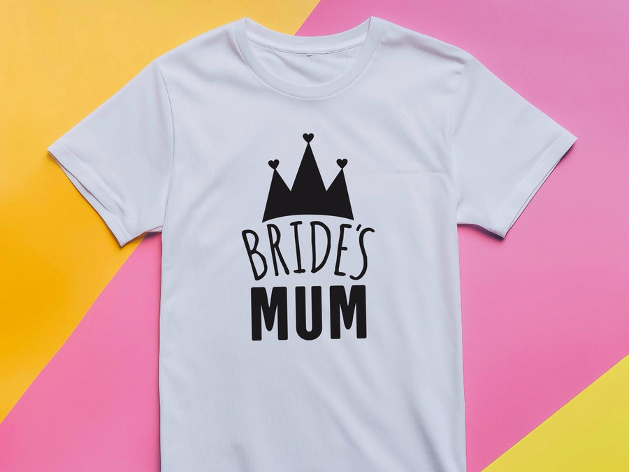 Bride’s Mum Wedding Shirt – Mother of the Bride T-Shirt – Heart and Crown Design – Bridal Party Tee – Mum of the Bride G