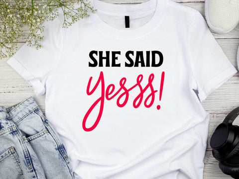 She Said Yees T-Shirt – Funny Engagement Shirt – Bride to Be Tee – Wedding Party Shirt – Bachelorette Gift Idea