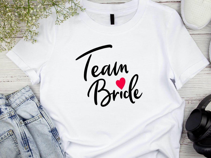 Team Bride Shirt – Festive Wedding Party T-Shirt – Bachelorette Party Tee – Matching Bridal Squad Shirts – Bride Tribe G