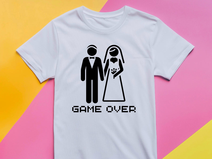 Funny Groom Shirt – Game Over Wedding T-Shirt – Bachelor Party Tee for Men – Just Married Gift – Husband Shirt – Wedding
