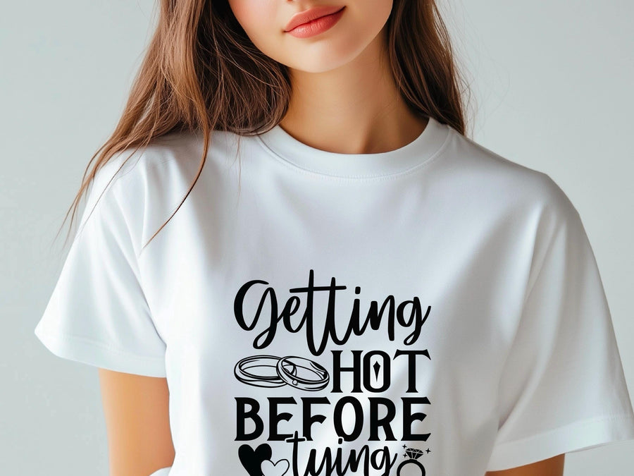 Bride Getting Hot Before Tying the Knot T-Shirt – Funny Bachelorette Party Tee – Bride Workout Shirt – Wedding Gym Outfi