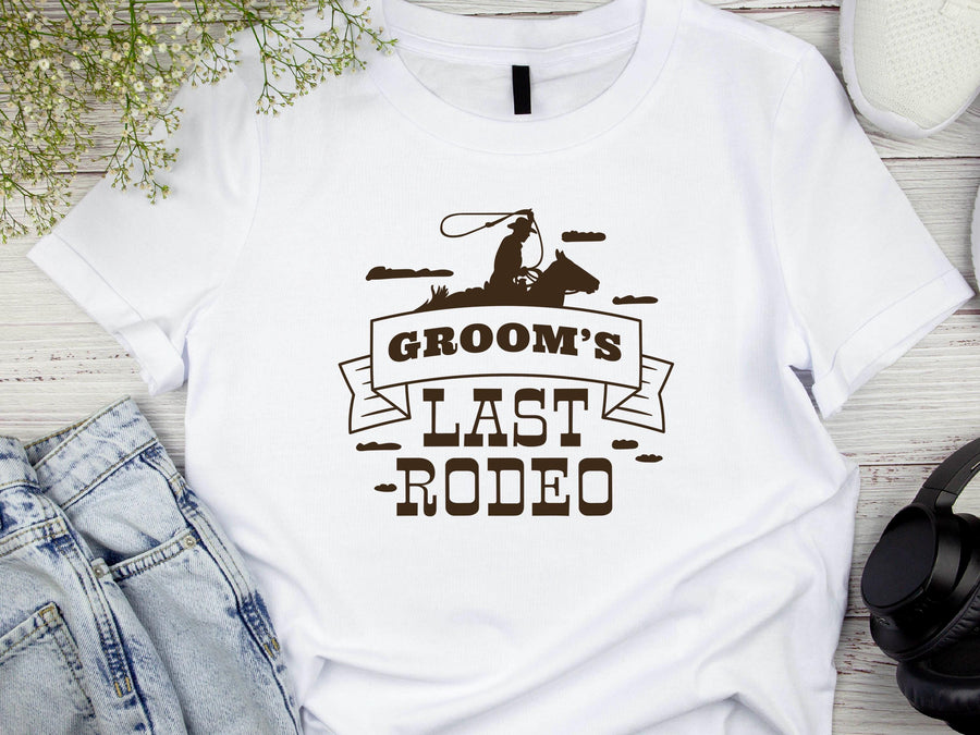 Groom’s Last Rodeo T-Shirt – Funny Stag Party Shirt for Men – Bachelor Party Tee – Western Wedding Outfit – Groomsman Gi
