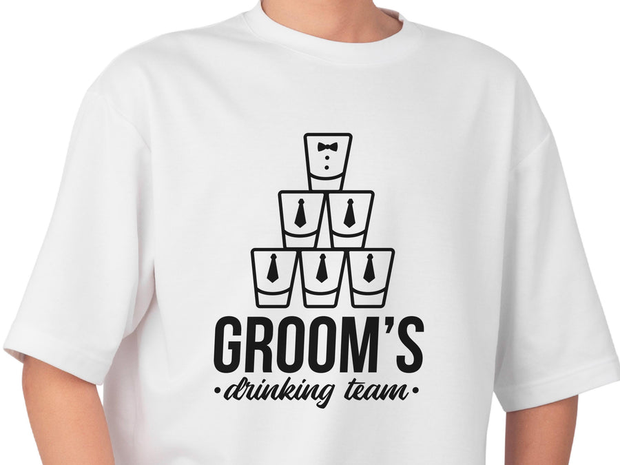 Grooms Drinking Team T-Shirt – Funny Wedding Stag Party Shirt – Bachelor Party Tee for Men – Groom Squad Drinking Shirt