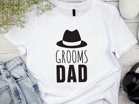 Groom Dad Black Heat T-Shirt – Wedding Stag Party Shirt for Men – Funny Groom’s Dad Tee – Bachelor Party Outfit – Groom Squad Shirt