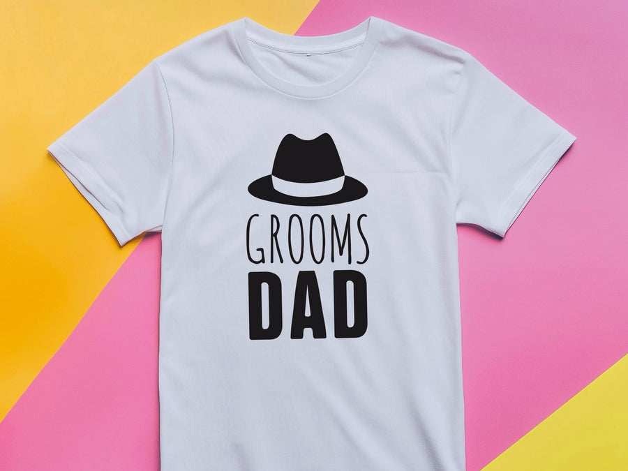 Groom Dad Black Heat T-Shirt – Wedding Stag Party Shirt for Men – Funny Groom’s Dad Tee – Bachelor Party Outfit – Groom