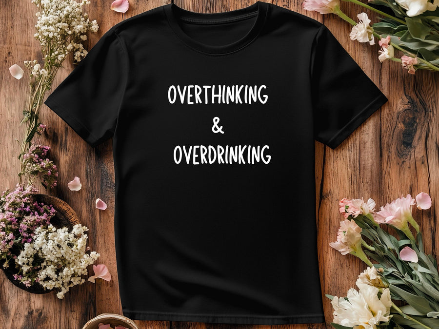 Overthinking & Overdrinking T-Shirt – Funny Stag Party Shirt – Bachelor Party Tee – Wedding Drinking Shirt – Party Humor