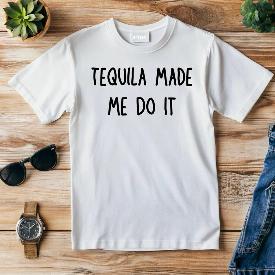 Tequila Made Me Do It T-Shirt – Funny Stag Party Shirt – Wedding Drinking Tee – Bachelor Party Outfit – Groomsman Gift I