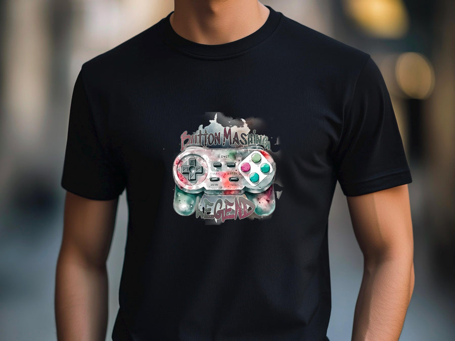 Button Mashing Legend T-Shirt | Funny Gamer Dad T-Shirt | Retro Gaming Joystick Shirt | Father’s Day Gift for Gamer | Vi