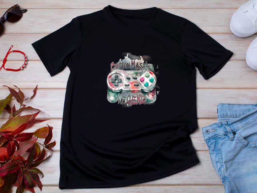 Button Mashing Legend T-Shirt | Funny Gamer Dad T-Shirt | Retro Gaming Joystick Shirt | Father’s Day Gift for Gamer | Vi