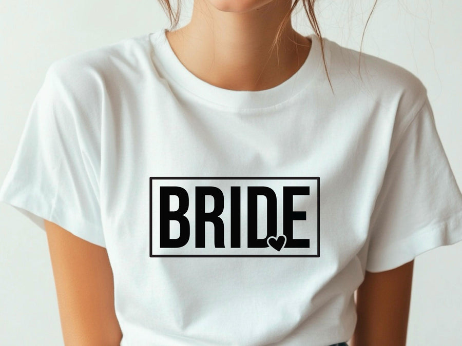 Bride Heart T-Shirt, Hen Do Bride Top, Minimal Bride Tee, Bridal Shower Gift