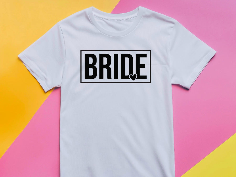 Bride Heart T-Shirt, Hen Do Bride Top, Minimal Bride Tee, Bridal Shower Gift