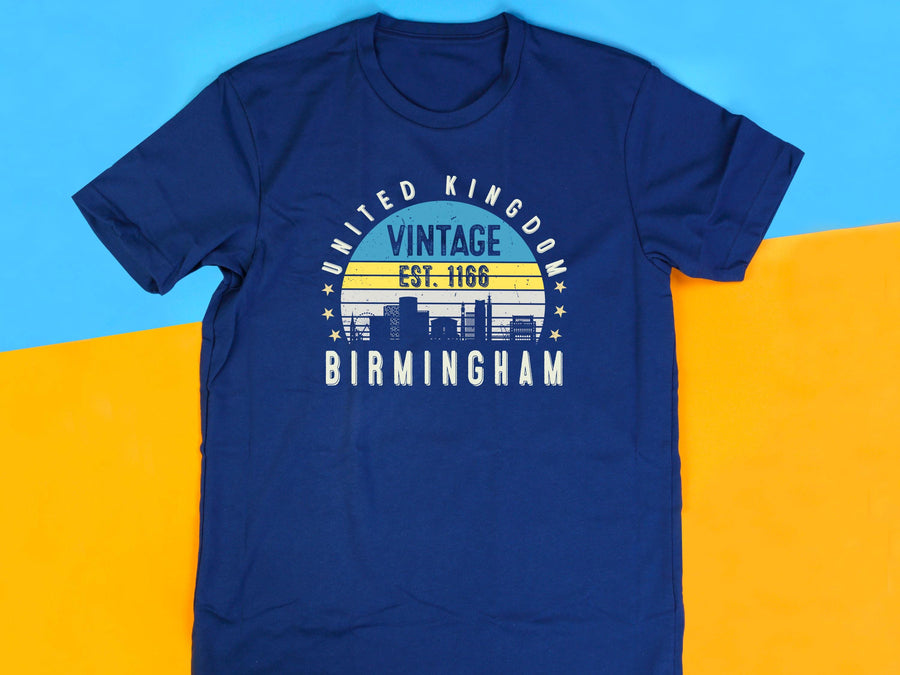 Birmingham T-Shirt Vintage Style | Est. 1166 Graphic Tee | UK City Retro Shirt | British Heritage Gift