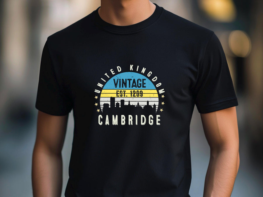 Cambridge Est. 1209 T-Shirt – Vintage United Kingdom Tee – Retro UK City Shirt – British Heritage Gift – Unisex England