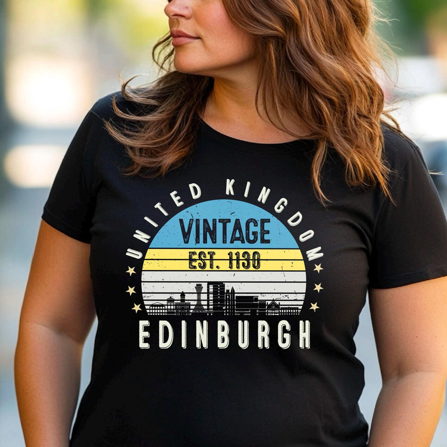 Edinburgh Est. 1130 T-Shirt – Vintage United Kingdom Tee – Retro UK City Shirt – British Heritage Gift – Unisex England