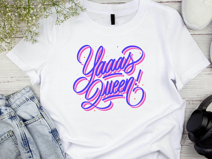 Yaaas Queen Bride T-Shirt – Bridal Party Shirt – Bachelorette Tee – Bride Squad Shirt – Wedding Celebration Gift – Fun B
